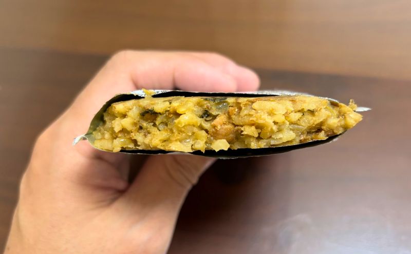 おにもちカレーリゾットのレビュー>上から見た図