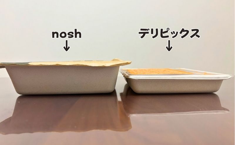 デリピックスとnoshで容器サイズの確認>横から