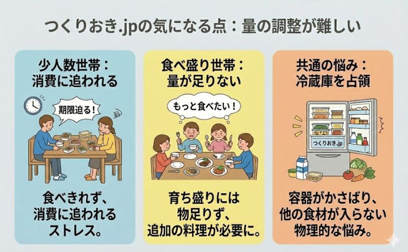 つくりおき.jpは量の調整がしにくい