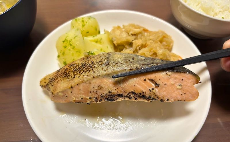 わんまいる健幸ディナー>1食目:北海道産 鮭の西京焼き:鮭