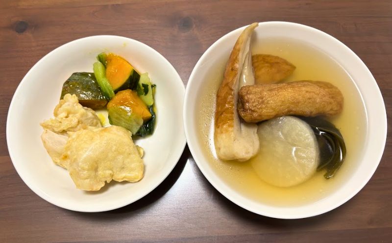 わんまいる健幸ディナー>2食目:あごだし入り 出雲おでん