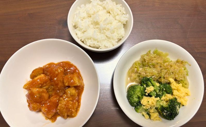 わんまいる健幸ディナー>5食目:桜島鶏のチリソース:全体