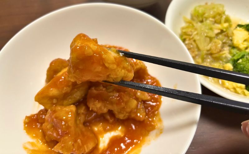 わんまいる健幸ディナー>5食目:桜島鶏のチリソース:チキンアップ