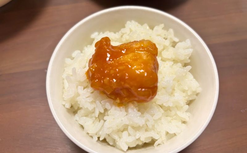 わんまいる健幸ディナー>5食目:桜島鶏のチリソース:チキンにご飯