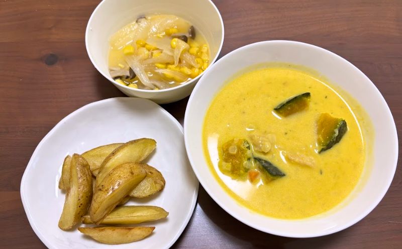 わんまいる健幸ディナー>4食目:桜島鶏のパンプキンチャウダー