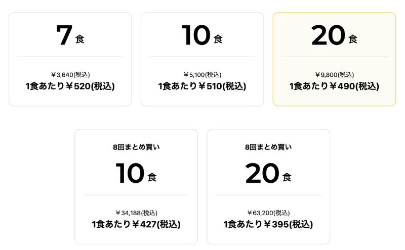 ライフミールの料金一覧
