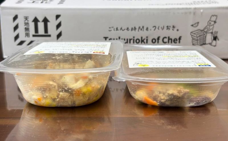 シェフの無添つくりおき:配送用の箱と惣菜パック