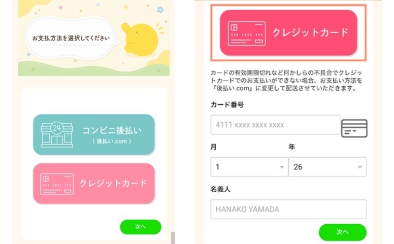 レヨンスーパーフード申し込みフォームの支払方法